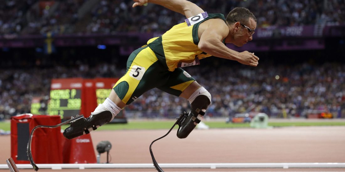 FOR USE AS DESIRED, YEAR END PHOTOS - FILE - In this Aug 5, 2012 file photo, South Africa's Oscar Pistorius starts in the men's 400-meter semifinal during the athletics in the Olympic Stadium at the 2012 Summer Olympics in London. (AP Photo/Anja Niedringhaus, File)